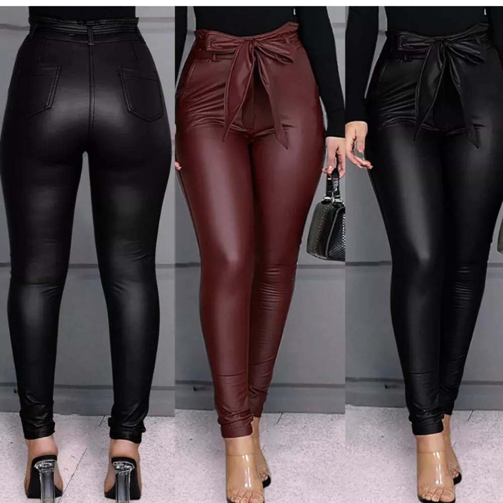 Red/burgundy leather like pants